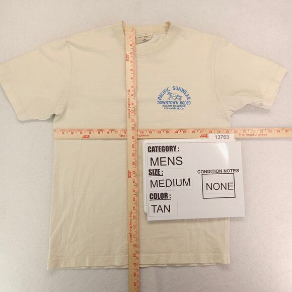 PacSun Casual Crew Neck Short Sleeve Striped T Shirt Mens Size Medium M Tan - Picture 5 of 9